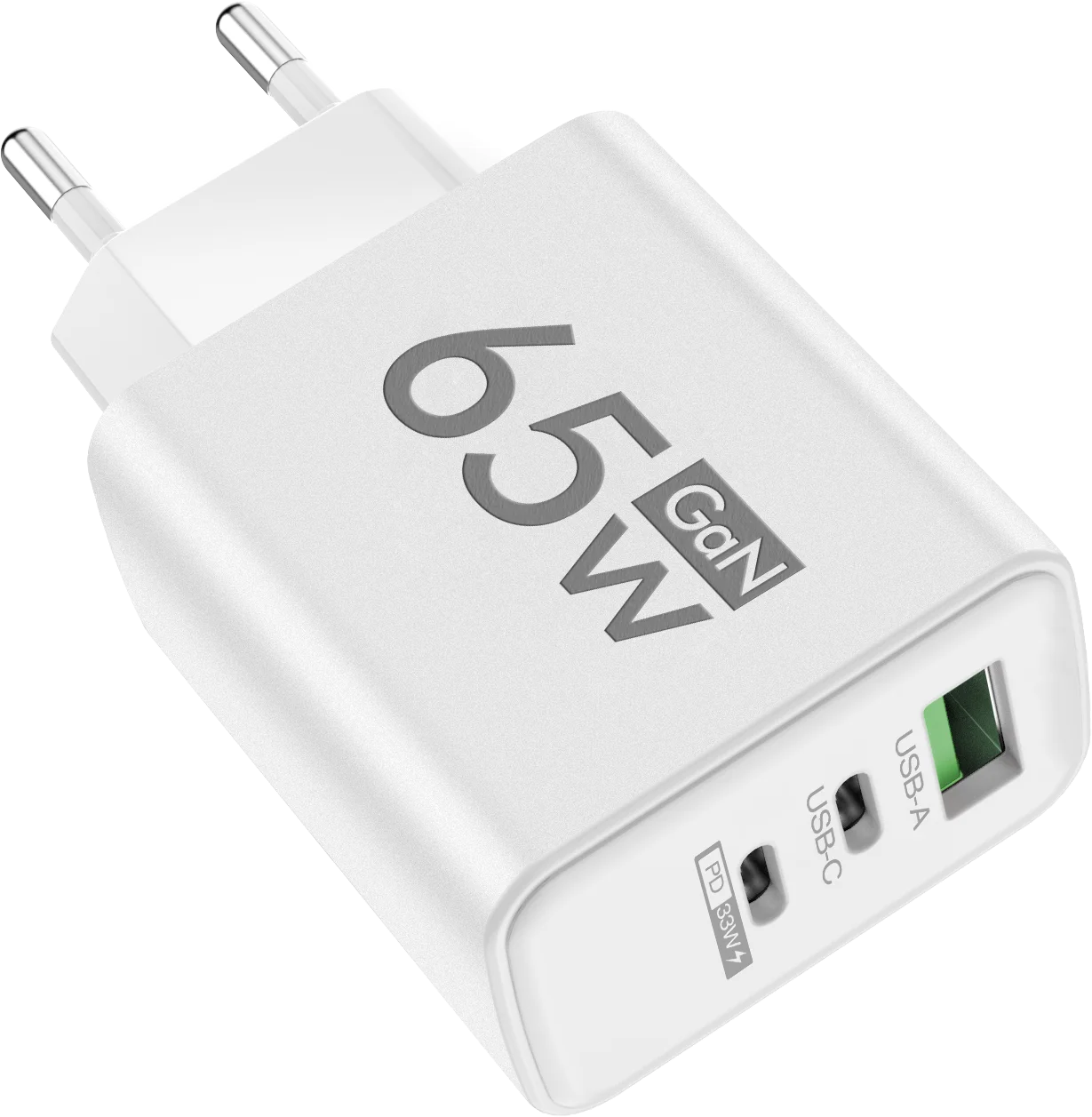 GaN 65W Type C PD Charger 3 Ports USB Fast Charging Cellphone Adapter Quick Charger 3.0 For iPhone 15 14 Xiaomi Samsung Huawei