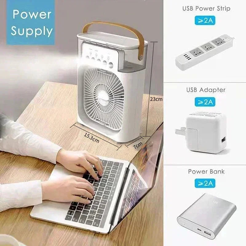 Hot 3 In 1 Fan AIr Conditioner Household Small Air Cooler LED Night Light Portable Humidifier Air Adjustment Fan Office Home Fan