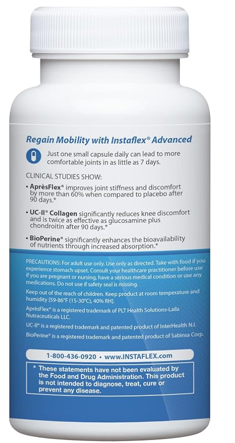 Instaflex Advanced Joint Support Supplement - Turmeric, Resveratrol, Boswellia Serrata Extract, BioPerine, UC-II Collagen- 30 Count