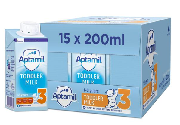 Aptamil 3 Toddler Milk Ready to Drink, 1-3 Yrs Multipack 15 x 200ml