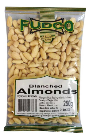 FUDCO BLANCHED ALMONDS 250G