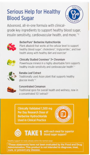 GluoGold Support Healthy Blood Sugar Control with Berberine 500mg 90 Tablets