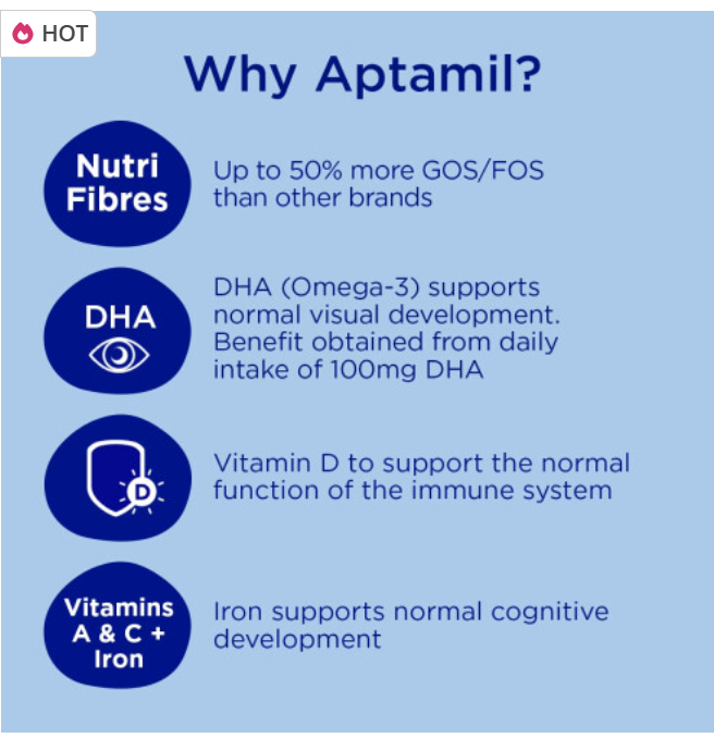 Aptamil 2 Follow On Baby Milk Powder, 6-12 Months, 800g (Pack of 6) - Packaging May Vary