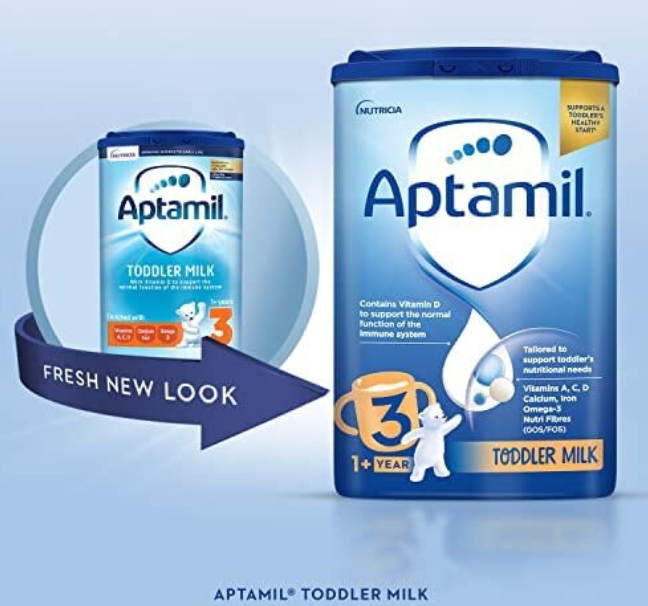 Aptamil 3 Toddler Baby Milk Powder Formula, 1-2 Years, 800g (Pack of 6) - Packaging May Vary