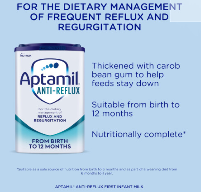 Aptamil Anti-Reflux Baby Milk Powder Formula, from Birth, 800g (Pack of 4)
