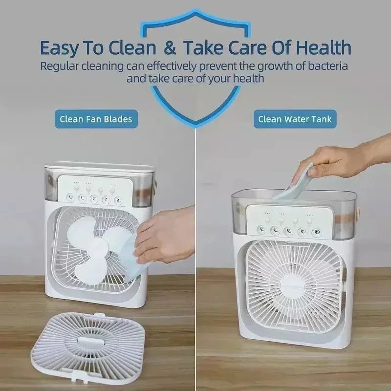 Hot 3 In 1 Fan AIr Conditioner Household Small Air Cooler LED Night Light Portable Humidifier Air Adjustment Fan Office Home Fan