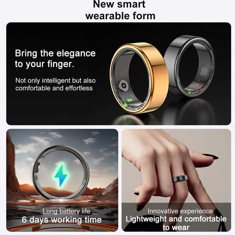 R02 Smart Ring Sensor Men Women Stainless Steel Heart Rate Monitor Blood Oxygen Fashion Exercise Records Step Finger Rings