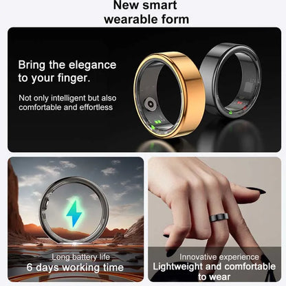 R02 Smart Ring Sensor Men Women Stainless Steel Heart Rate Monitor Blood Oxygen Fashion Exercise Records Step Finger Rings