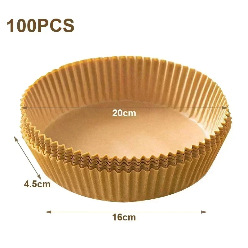 50pcs Air Fryer Grease Absorbent  For Household Baking Pans With Thickened Silicone Paper Pads