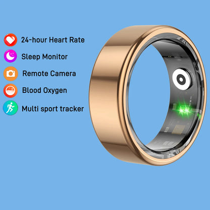 R02 Smart Ring Sensor Men Women Stainless Steel Heart Rate Monitor Blood Oxygen Fashion Exercise Records Step Finger Rings