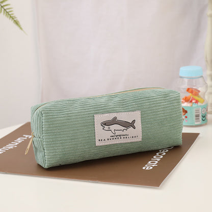 Shark Embroidery Pencil Case Cute For Primary And Secondary School Students