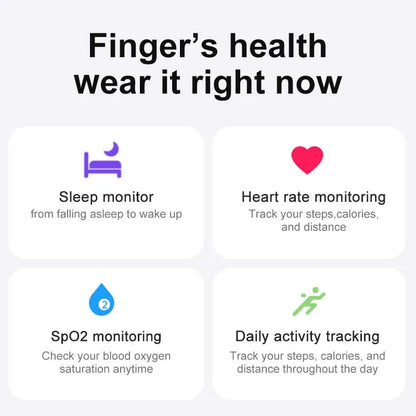 R02 Smart Ring Sensor Men Women Stainless Steel Heart Rate Monitor Blood Oxygen Fashion Exercise Records Step Finger Rings