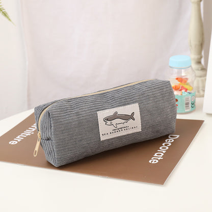 Shark Embroidery Pencil Case Cute For Primary And Secondary School Students