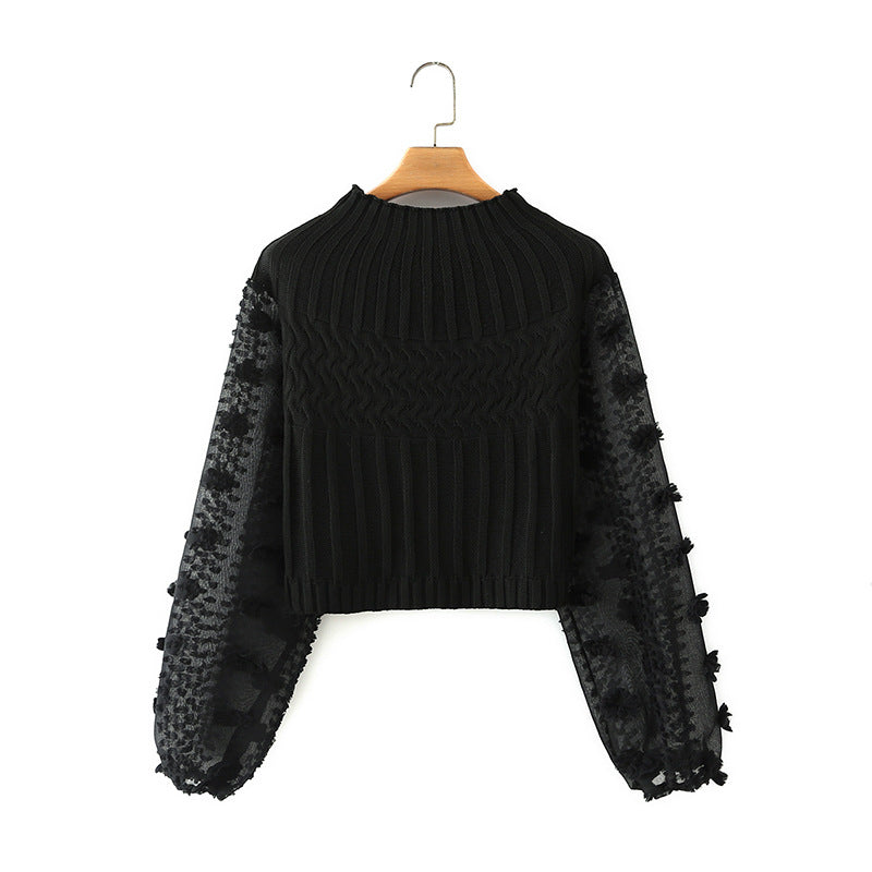 Half High Neck Ball Ball Chiffon Sleeve