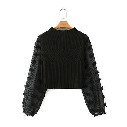 Half High Neck Ball Ball Chiffon Sleeve