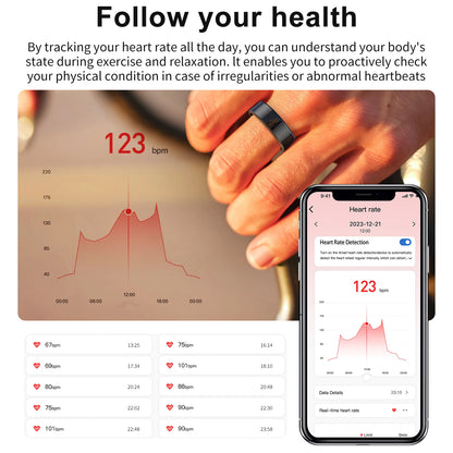 R02 Smart Ring Sensor Men Women Stainless Steel Heart Rate Monitor Blood Oxygen Fashion Exercise Records Step Finger Rings