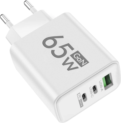 GaN 65W Type C PD Charger 3 Ports USB Fast Charging Cellphone Adapter Quick Charger 3.0 For iPhone 15 14 Xiaomi Samsung Huawei