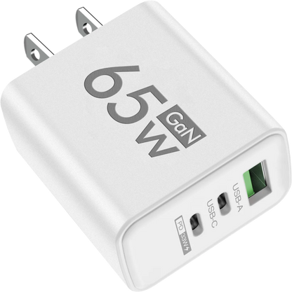 GaN 65W Type C PD Charger 3 Ports USB Fast Charging Cellphone Adapter Quick Charger 3.0 For iPhone 15 14 Xiaomi Samsung Huawei