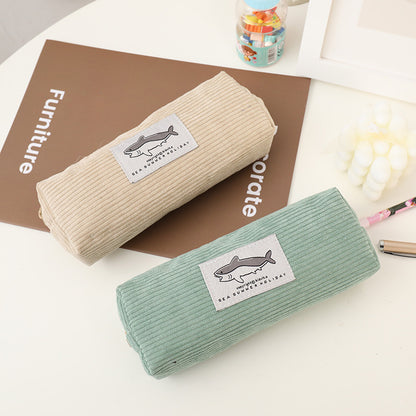Shark Embroidery Pencil Case Cute For Primary And Secondary School Students