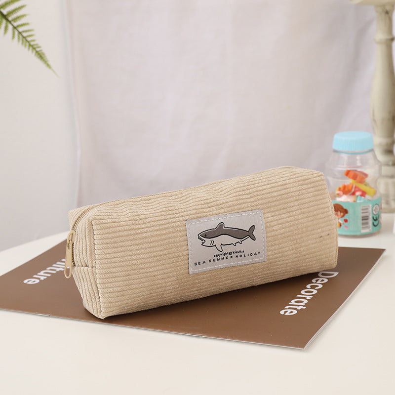 Shark Embroidery Pencil Case Cute For Primary And Secondary School Students