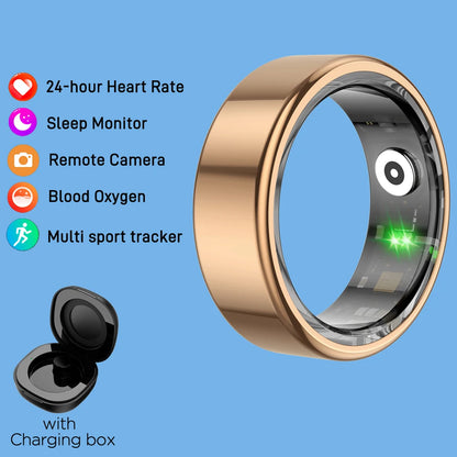 R02 Smart Ring Sensor Men Women Stainless Steel Heart Rate Monitor Blood Oxygen Fashion Exercise Records Step Finger Rings