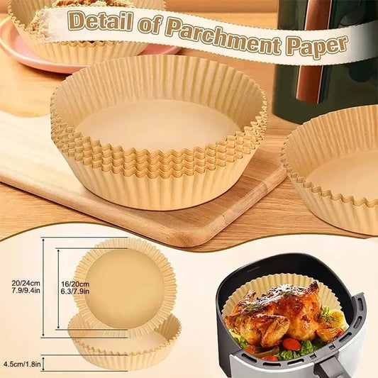 50pcs Air Fryer Paper Grease Absorbent Paper For Household Baking Pans With Thickened Silicone Paper Pads