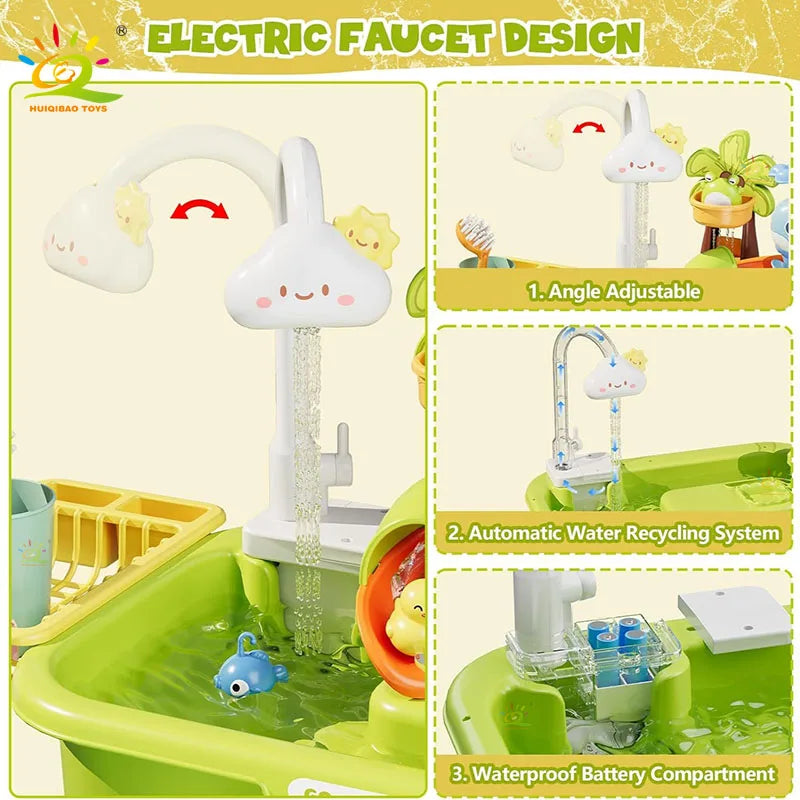 Kids Electric Kitchen Sink Playset - HYPERMALL