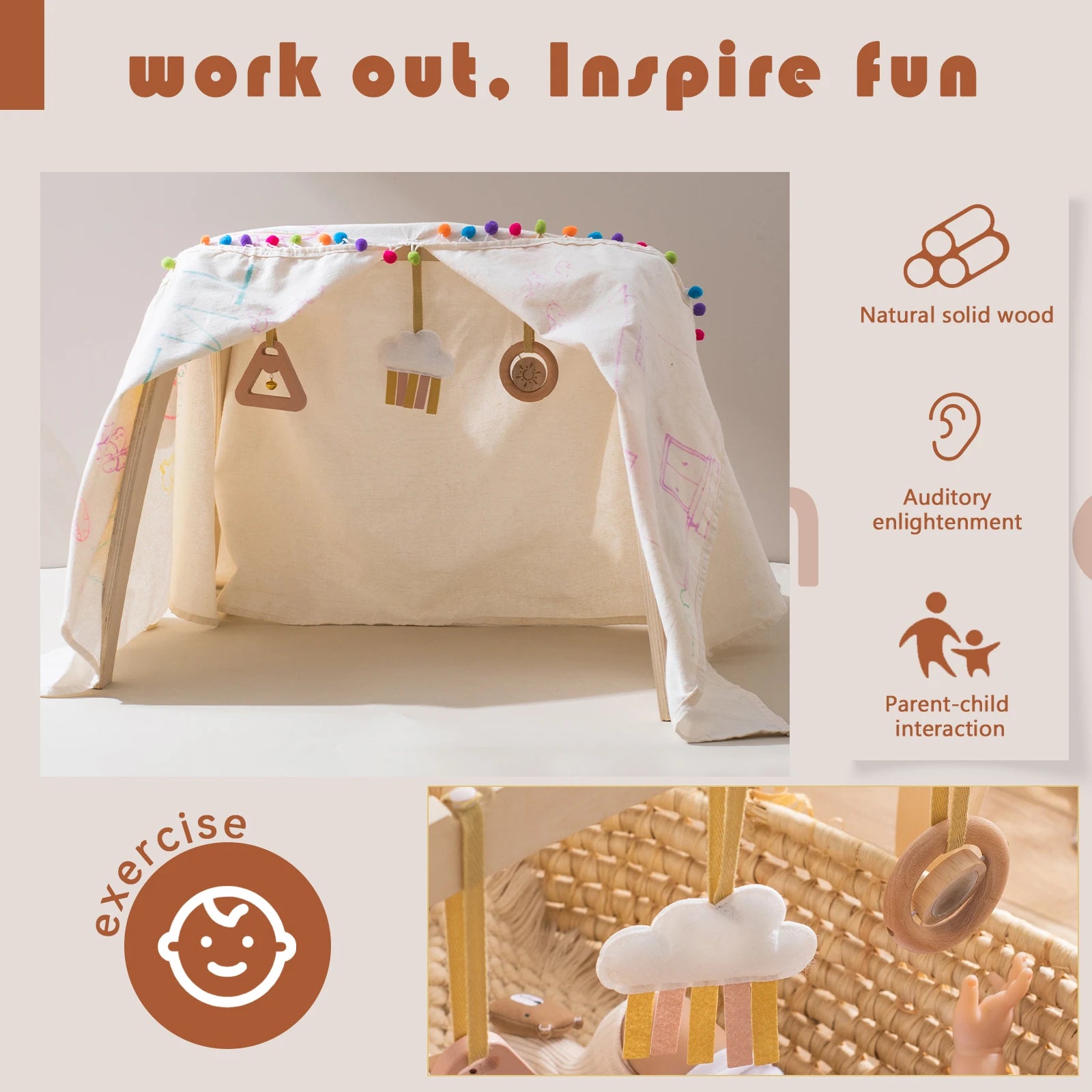 Wooden Baby Play Gym - HYPERMALL