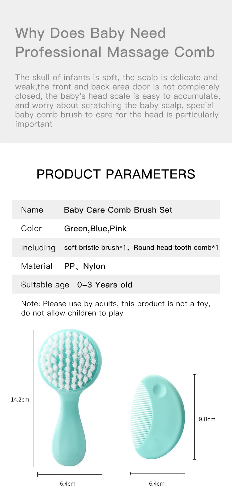 2-in-1 Infant Care Baby Comb & Brush Set - HYPERMALL