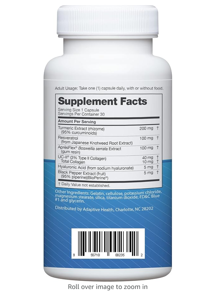 Instaflex Advanced Joint Support Supplement - Turmeric, Resveratrol, Boswellia Serrata Extract, BioPerine, UC-II Collagen- 30 Count