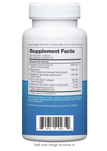 Instaflex Advanced Joint Support Supplement - Turmeric, Resveratrol, Boswellia Serrata Extract, BioPerine, UC-II Collagen- 30 Count