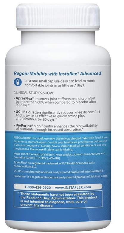 Instaflex Advanced Joint Support Supplement - Turmeric, Resveratrol, Boswellia Serrata Extract, BioPerine, UC-II Collagen- 30 Count