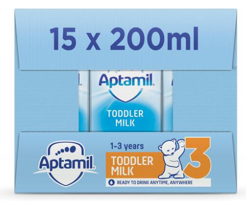 Aptamil 3 Toddler Milk Ready to Drink, 1-3 Yrs Multipack 15 x 200ml