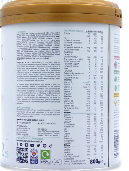 Kendamil UK Organic Cow Formula - Stage 2 X 3 800g