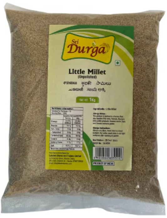SRI DURGA UNPOLISHED MILLET 1KG - SAMAI (LITTLE MILLET)