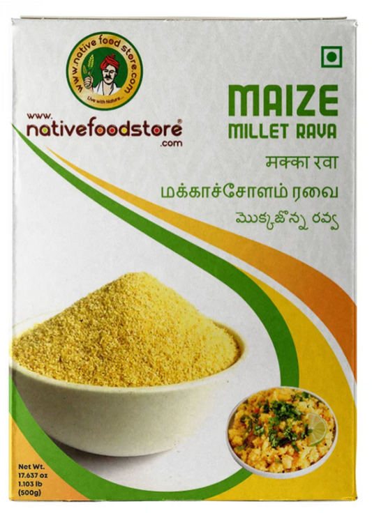 NATIVE FOOD STORE MILLET RAVA 500G - MAKKA CHOLAM (MAIZE - CORN)
