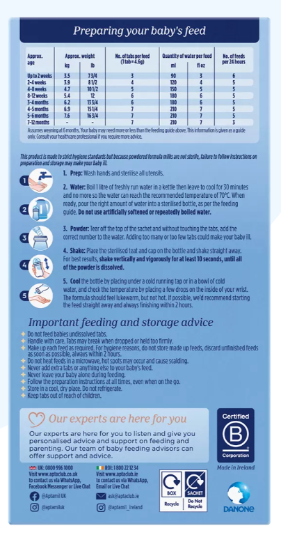 Aptamil First Infant Milk Tabs – 24 Sachets - HYPERMALL