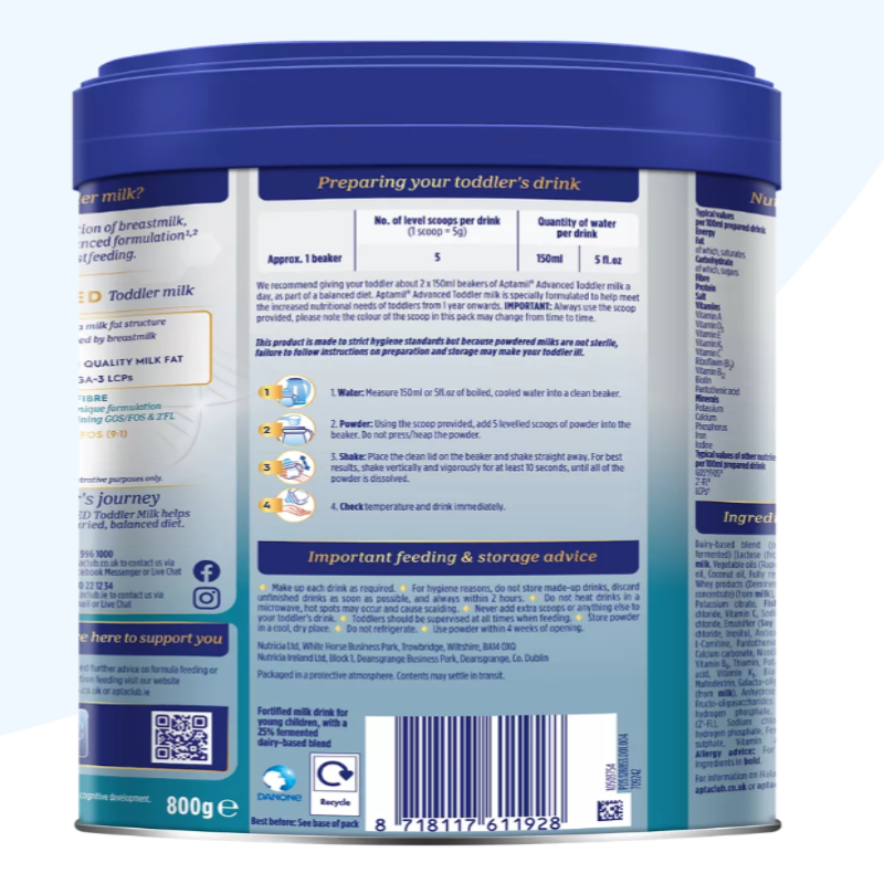 Aptamil Advanced Toddler Milk – 800g x 3 cans - HYPERMALL