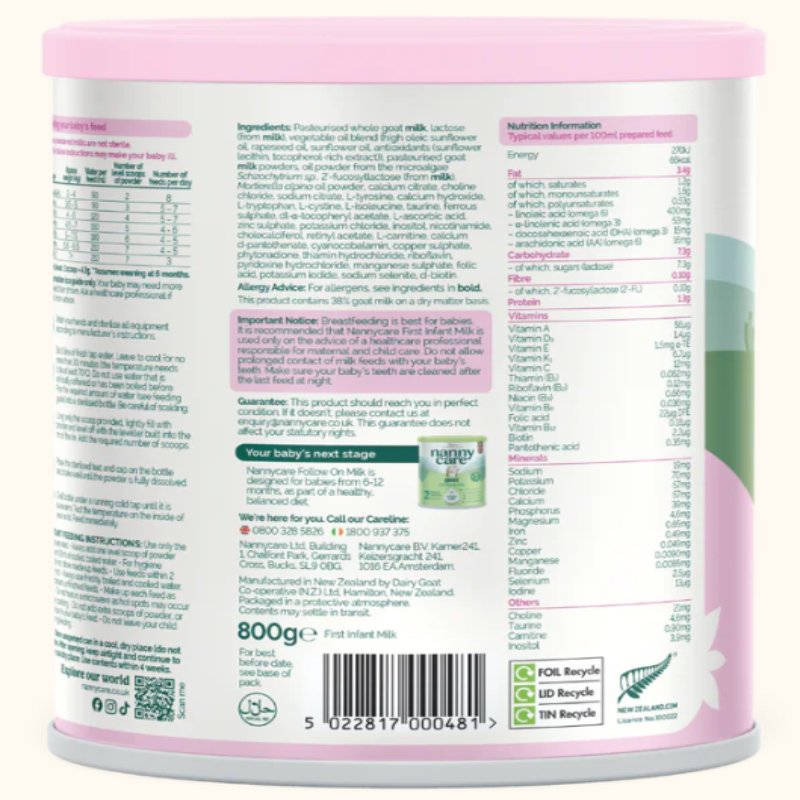 Nannycare Stage 1 Goat Milk Baby Formula-800g - HYPERMALL