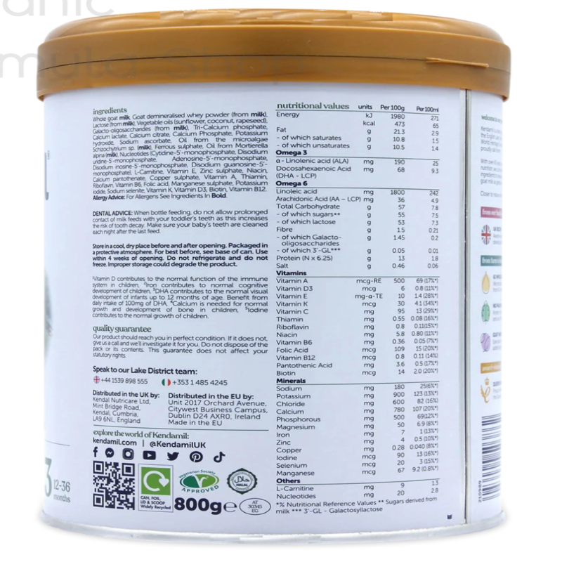 Kendamil Stage 3 Goat Milk Baby Formula • 800gr x 6 cans including shipping - HYPERMALL