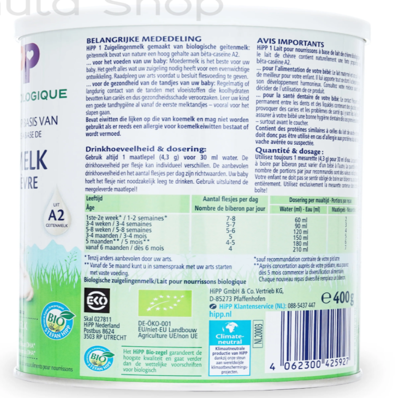 HiPP Dutch Stage 1 Goat Milk Baby Formula • 400gr - HYPERMALL