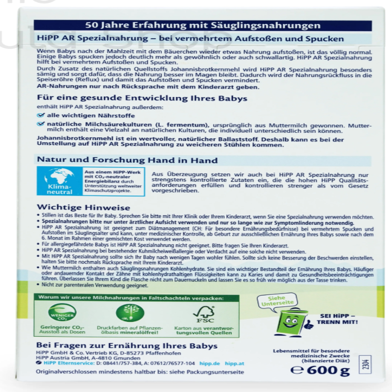 HiPP Anti-Reflux (AR) Cow Milk Baby Formula• 600gr - HYPERMALL