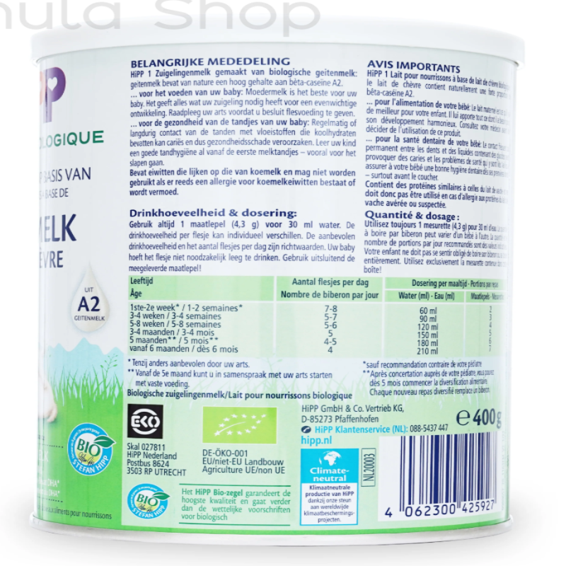 HiPP Dutch Goat Formula – Stage 1 (0–6 Months) • 400gr - HYPERMALL