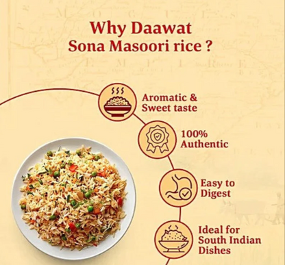 Daawat Sona Masoori Rice 10Kg - HYPERMALL