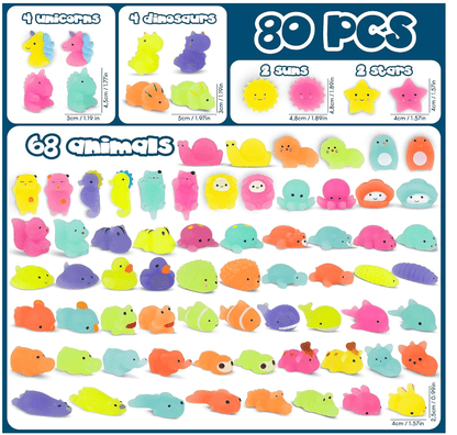 MONKY 80 Mochi Squishy Toys (Glow-in-the-Dark |