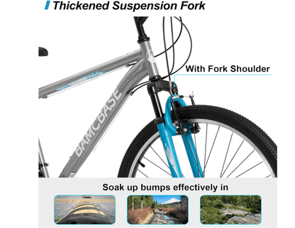 HILAND 26/27.5/29 Inch Adult Mountain Bike, 21 Speeds MTB for Mens Womens, High-Carbon Steel Frame, V Brake, Hardtail Mountain Bicycle for Adults