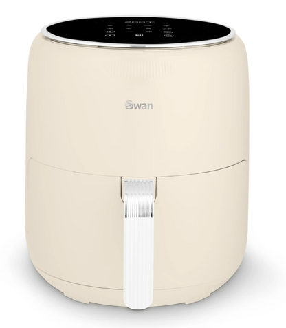 Swan Retro Digital Air Fryer with Swan Cyclone Technology - Cream, 4.5L, 1500W, 8 Pre Set Cooking Options, SD10513CRM