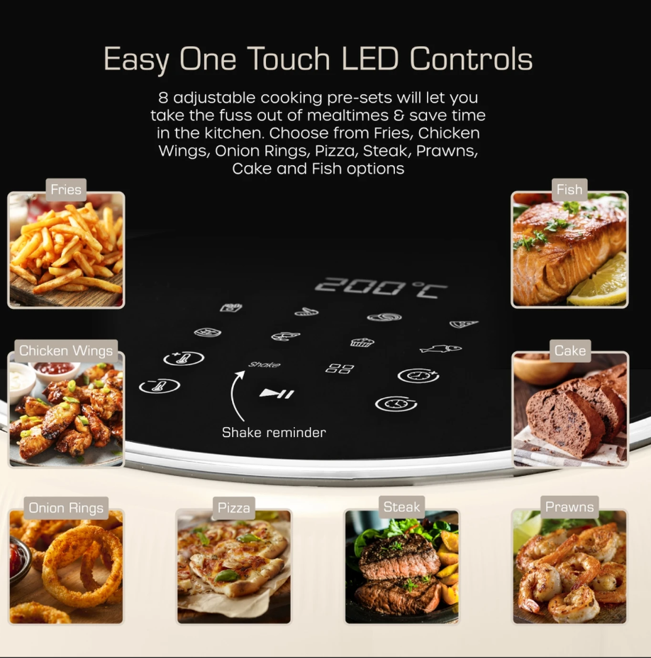 Swan Retro Digital Air Fryer with Swan Cyclone Technology - Cream, 4.5L, 1500W, 8 Pre Set Cooking Options, SD10513CRM