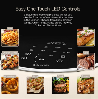 Swan Retro Digital Air Fryer with Swan Cyclone Technology - Cream, 4.5L, 1500W, 8 Pre Set Cooking Options, SD10513CRM