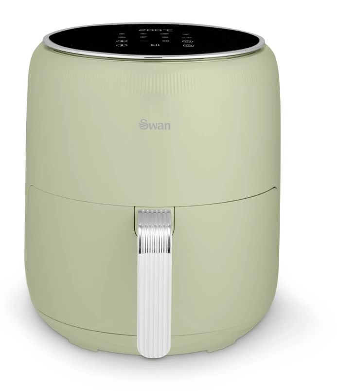 Swan Retro Digital Air Fryer with Swan Cyclone Technology - Green, 4.5L, 1500W, 8 Pre Set Cooking Options, SD10513GRN